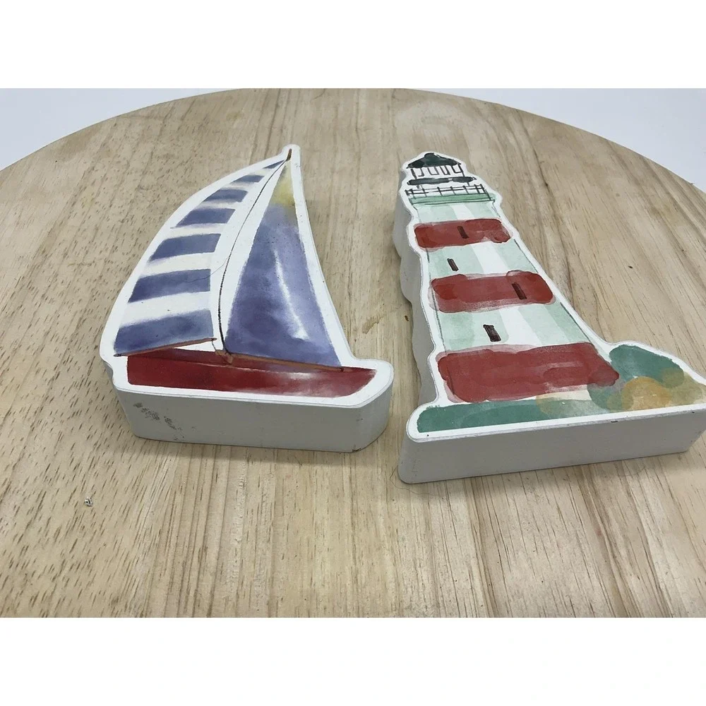 Hobby Lobby Boat Lighthouse Wall Plaques‎ Set Of 2 Small Nautical Beach Decor